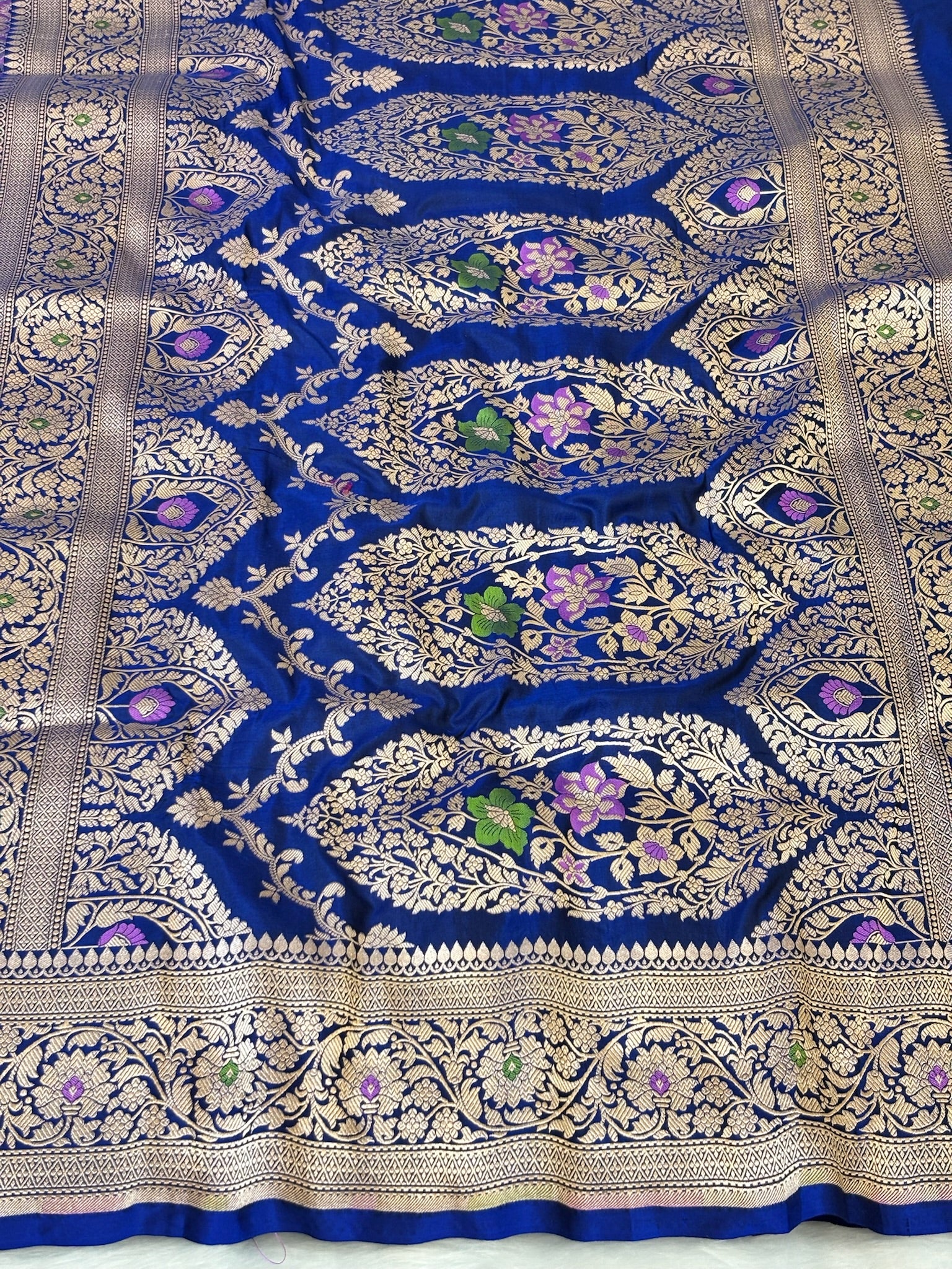 Royal Blue Banarasi Rangkaat Pure Silk Saree