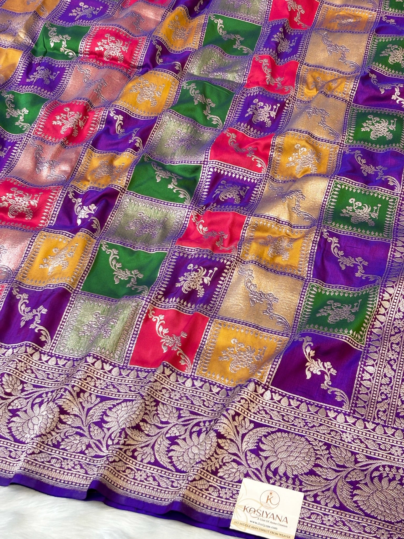 Purple Banarasi Rangkaat Pure Silk Saree