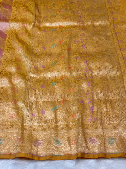 Gold Banarasi Rangkaat Pure Silk Saree