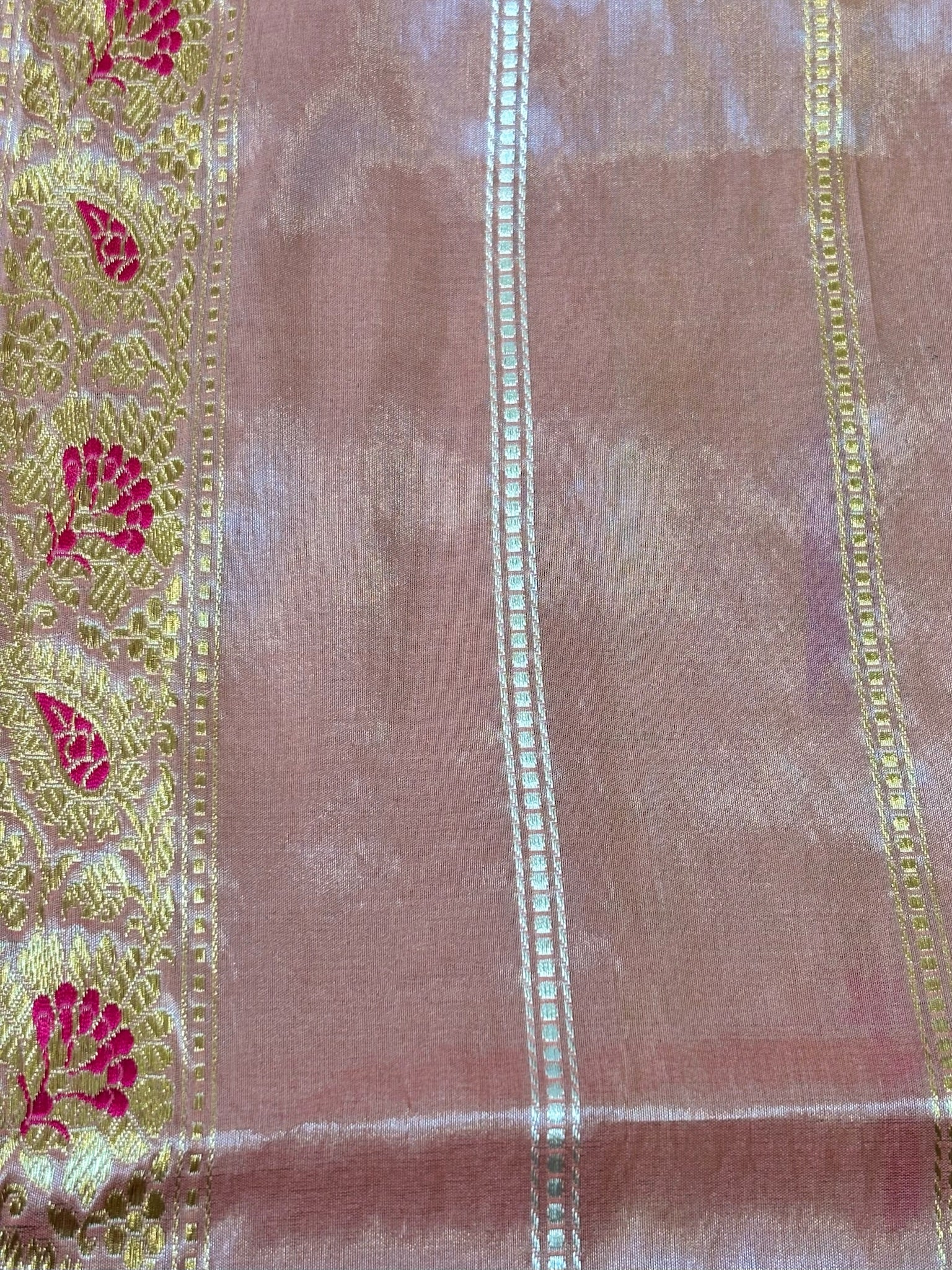 Rose Pink Handwoven Pure Banarasi Tissue Silk Saree