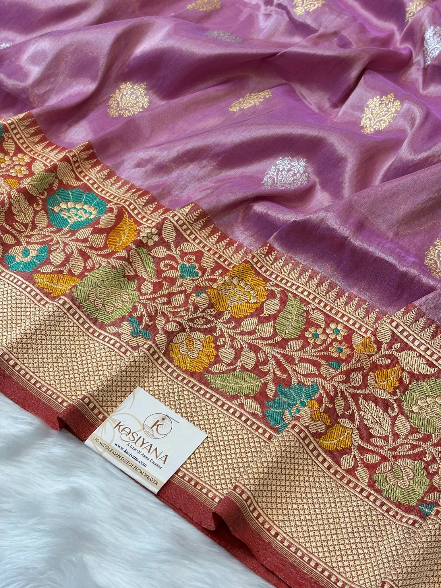 Lavender Handwoven Pure Banarasi Tissue Silk Saree