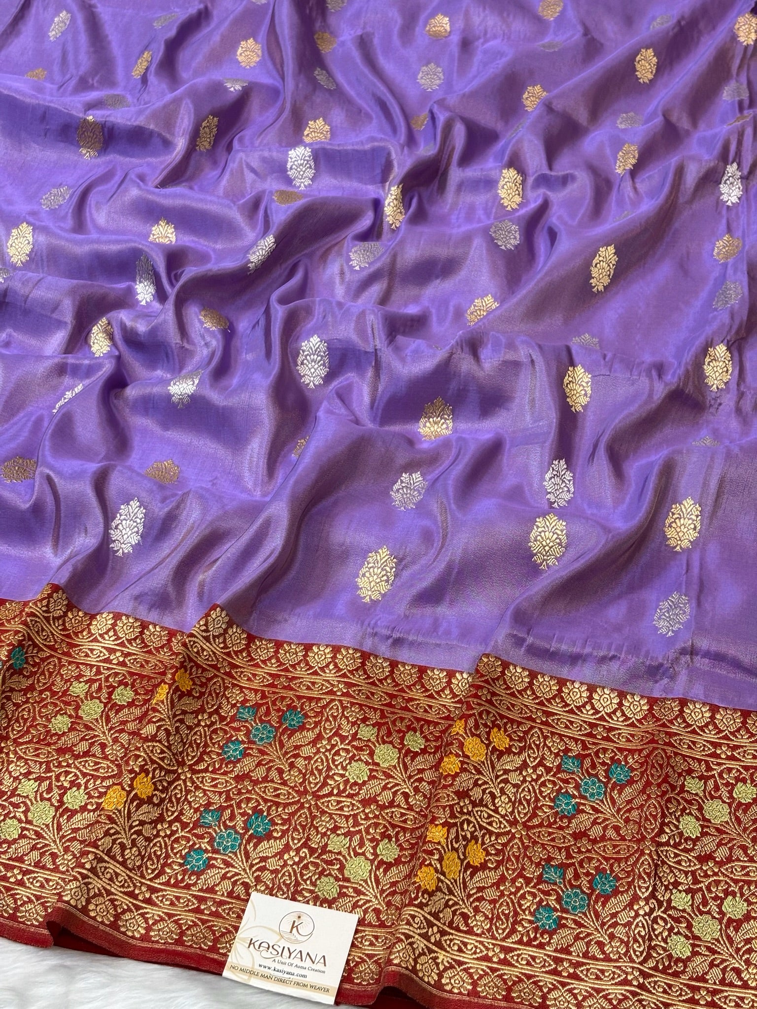 Lavender Handwoven Pure Banarasi Tissue Silk Saree