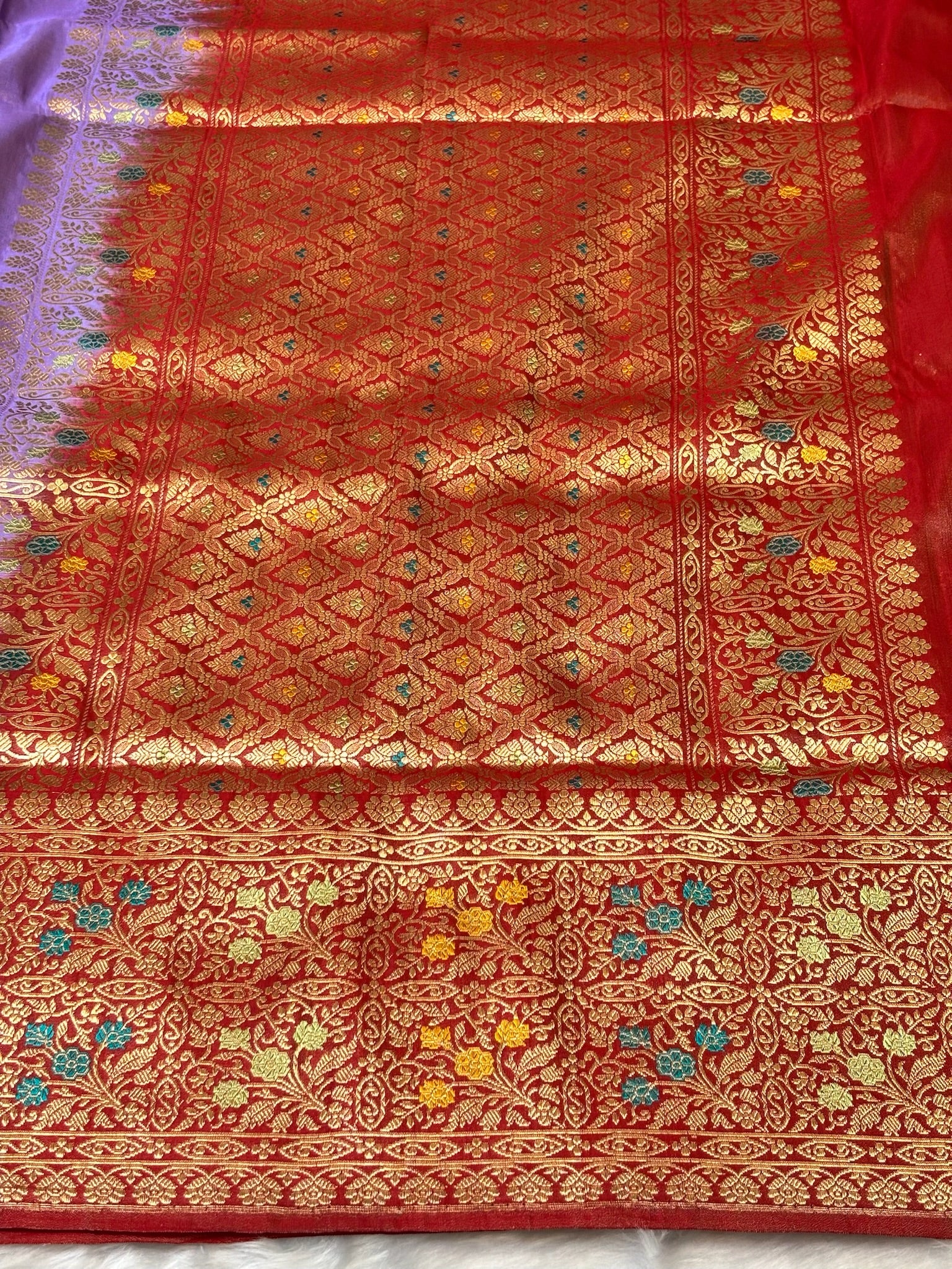 Lavender Handwoven Pure Banarasi Tissue Silk Saree
