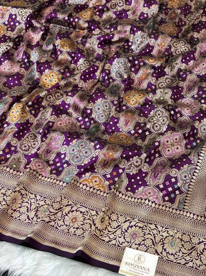 Magenta Banarasi Rangkaat Pure Silk Saree