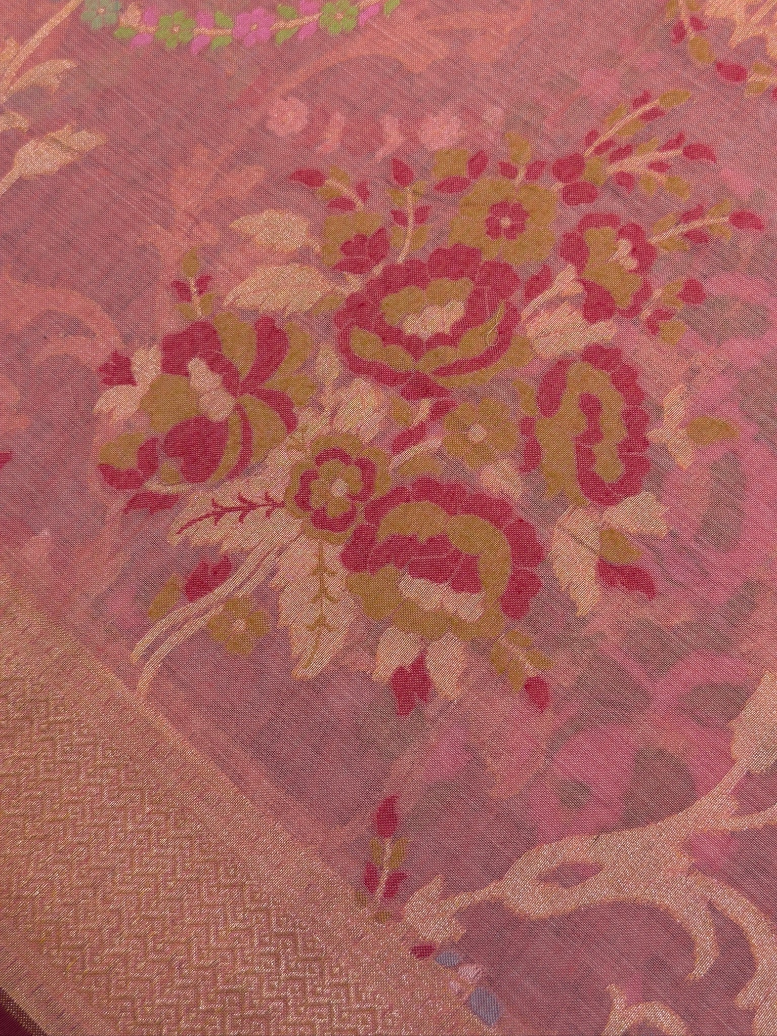 Pure Cotton Jamdani Saree | Elegant Blush Pink Design