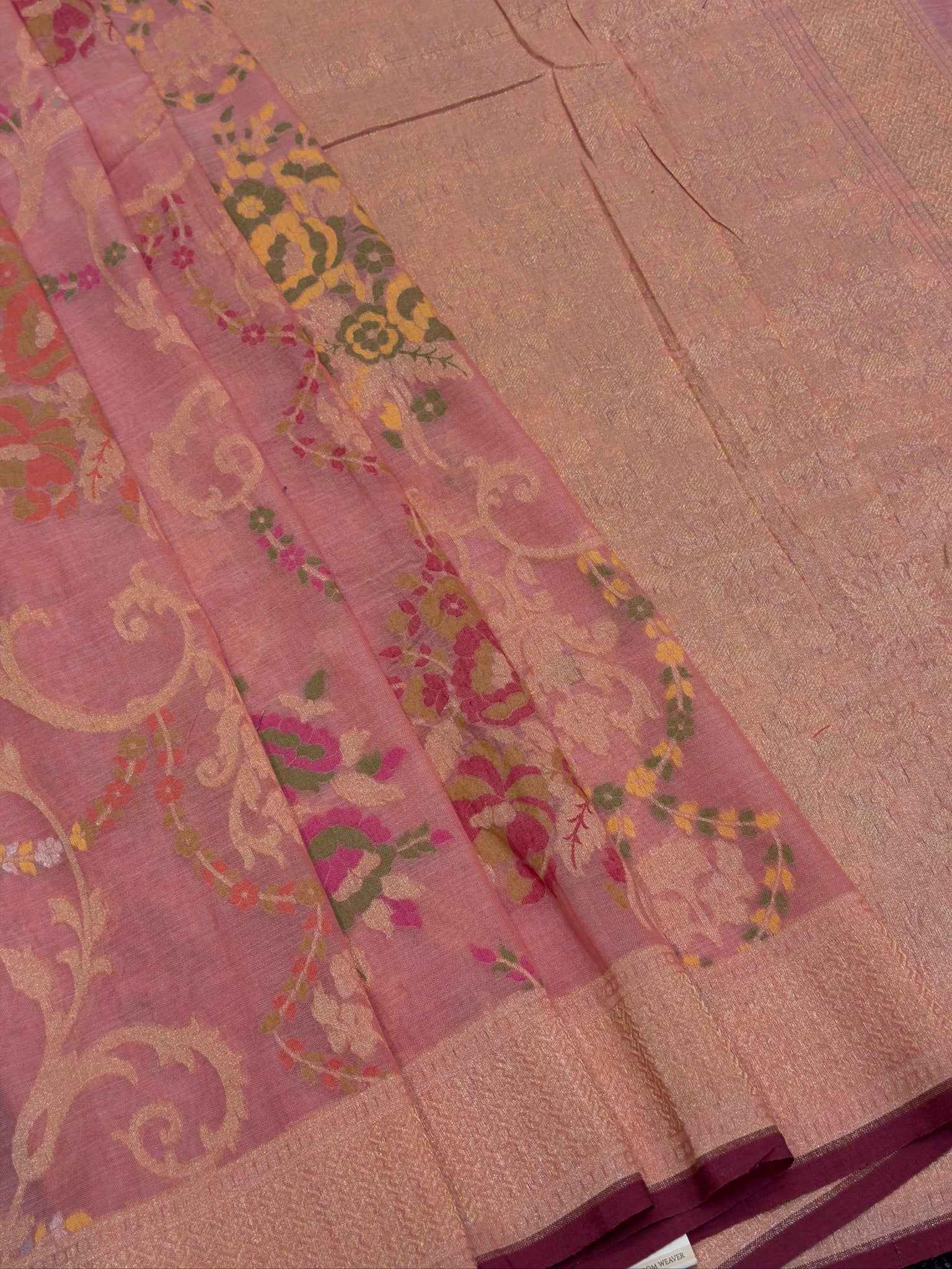 Pure Cotton Jamdani Saree | Elegant Blush Pink Design