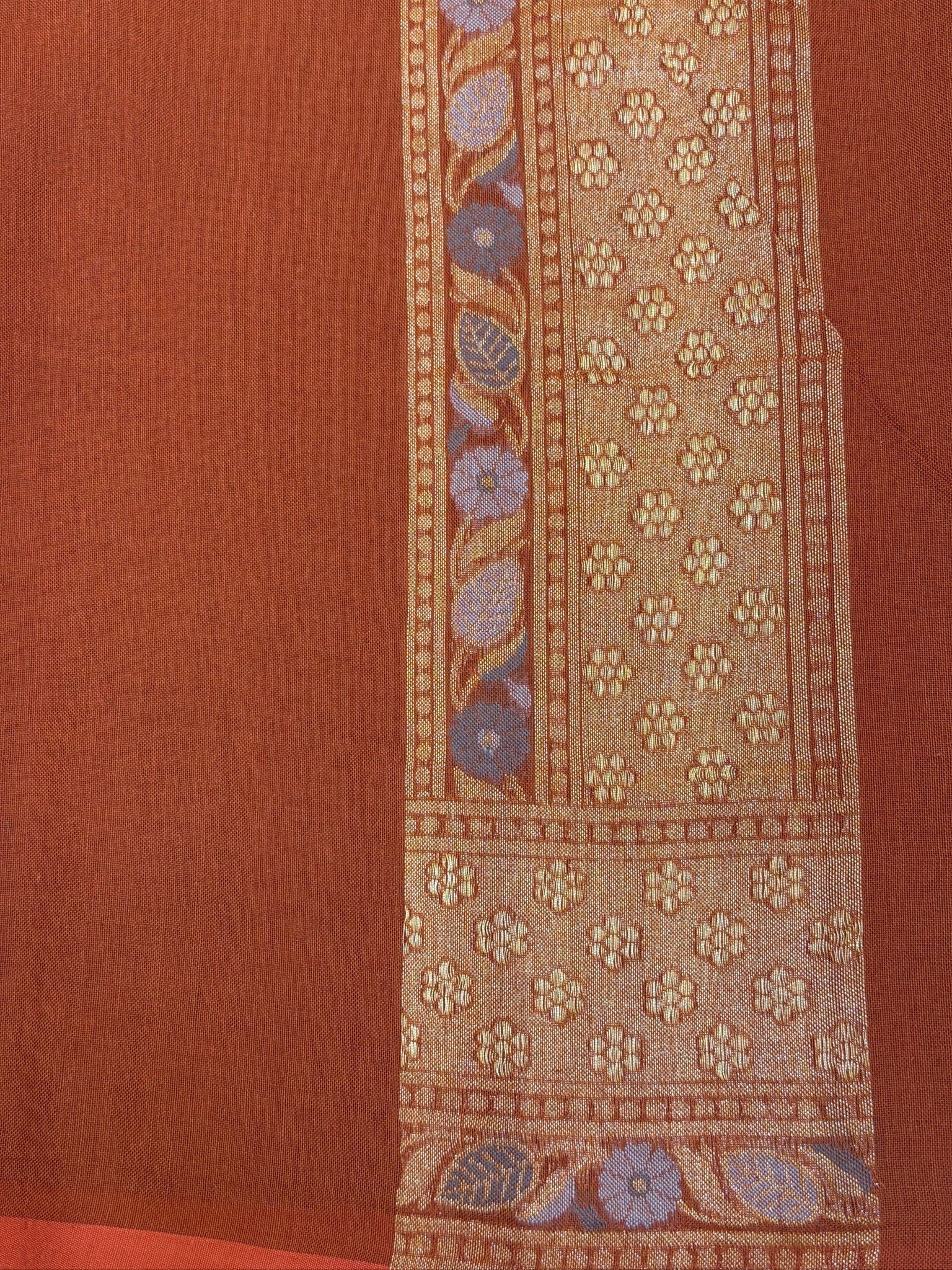 Pure Cotton Jamdani Saree | Elegant Rust Brown Design