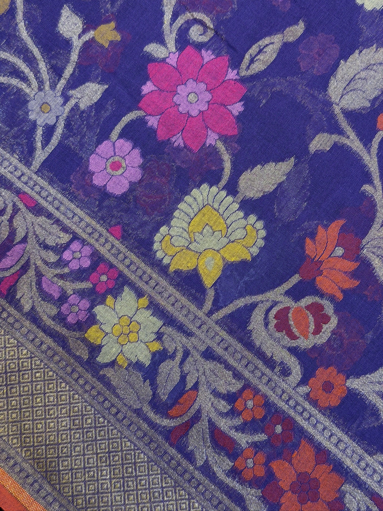 Pure Cotton Jamdani Saree | Elegant Purple Design