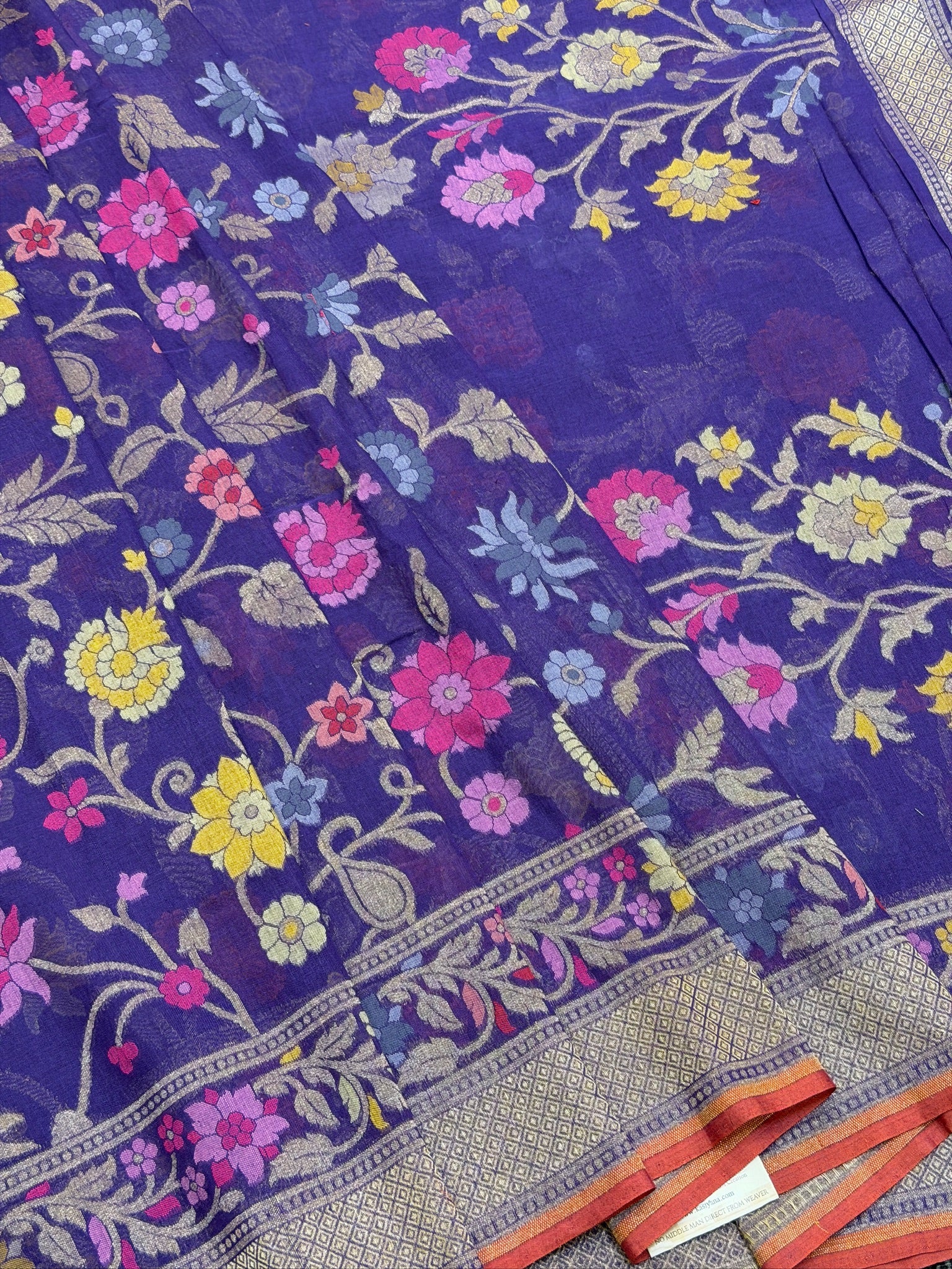 Pure Cotton Jamdani Saree | Elegant Purple Design