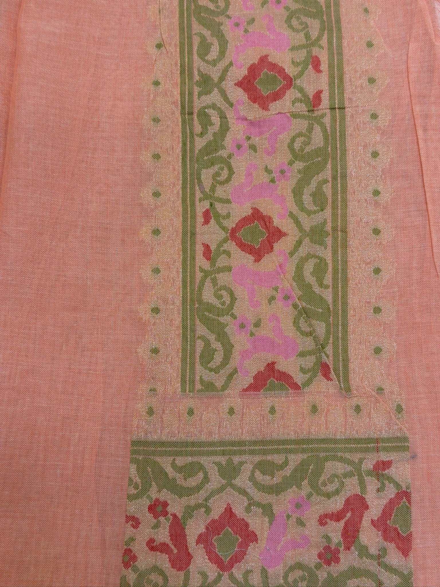 Pure Cotton Jamdani Saree | Elegant Peach Pink Design