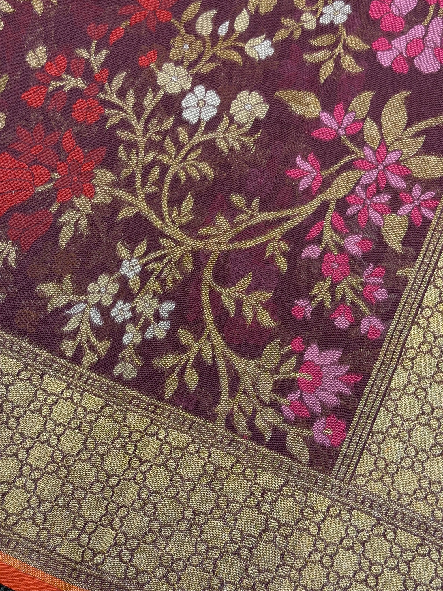 Pure Cotton Jamdani Saree | Elegant Coffee Brown Design