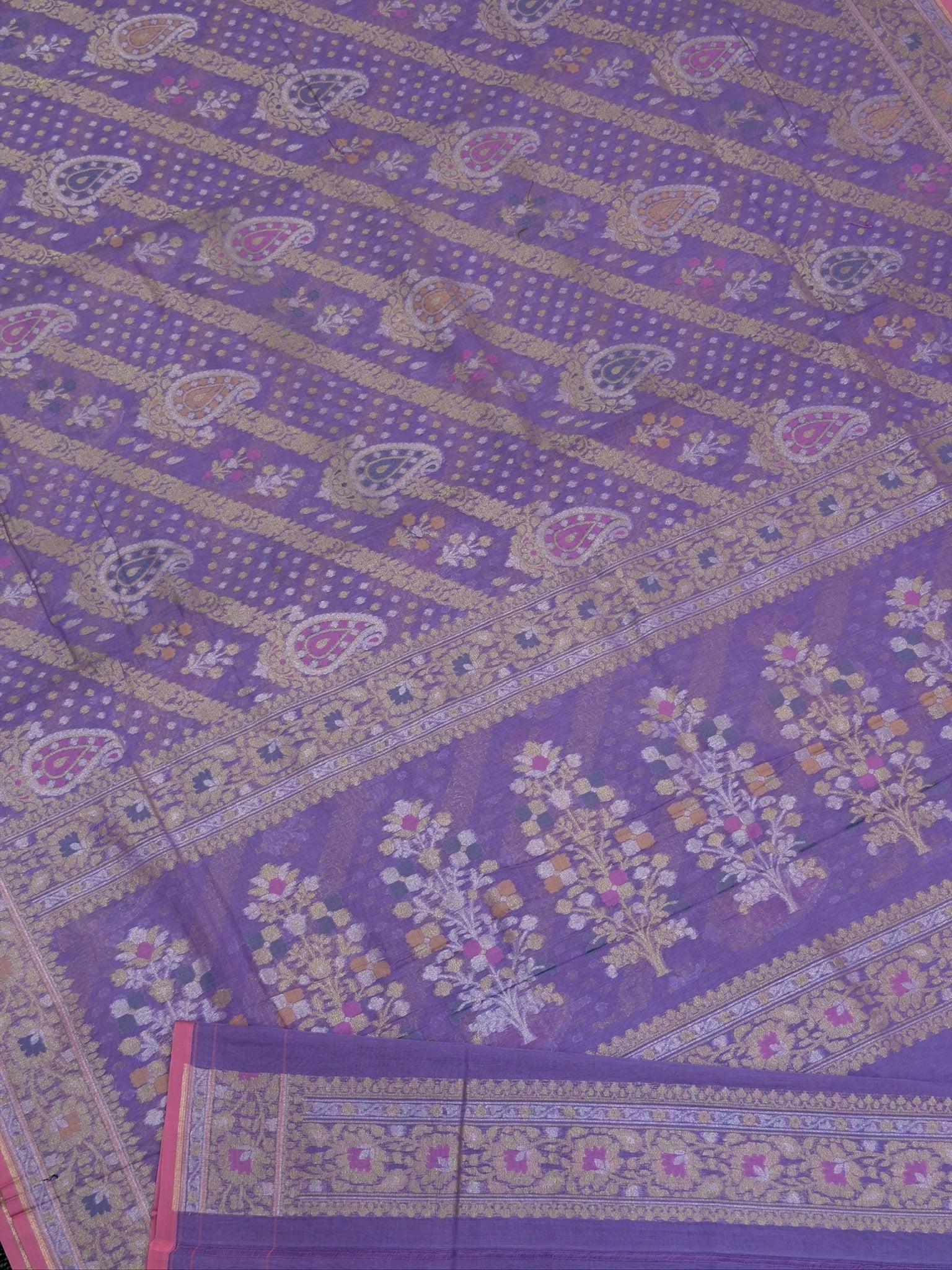 Pure Cotton Jamdani Saree | Elegant Lavender Design