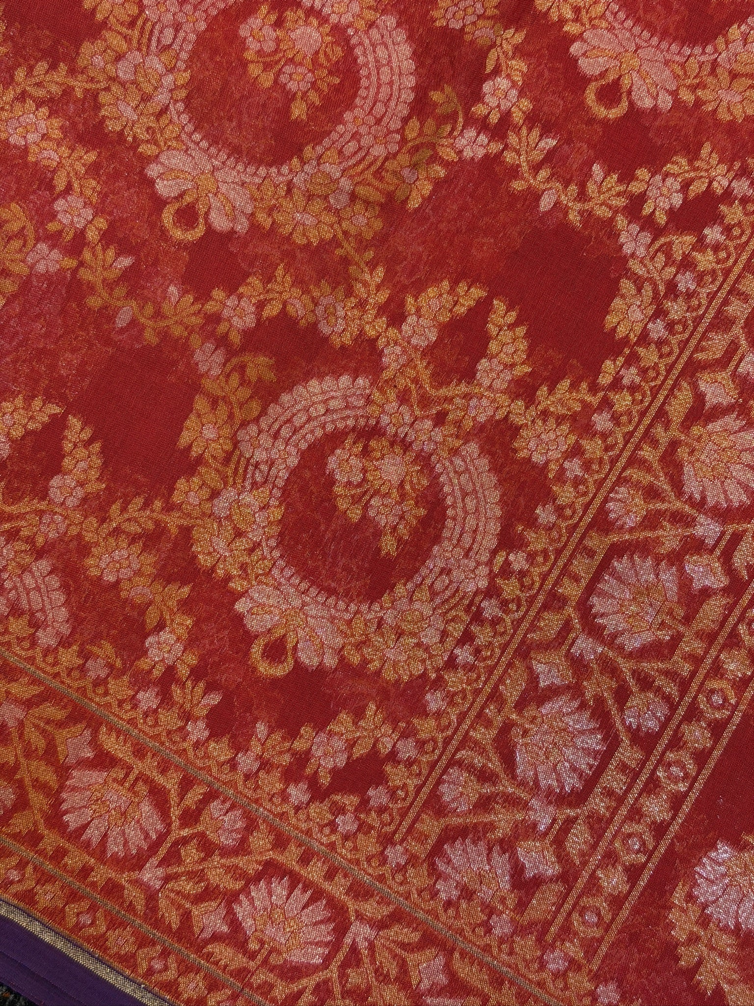 Pure Cotton Jamdani Saree | Elegant Rust Red Design
