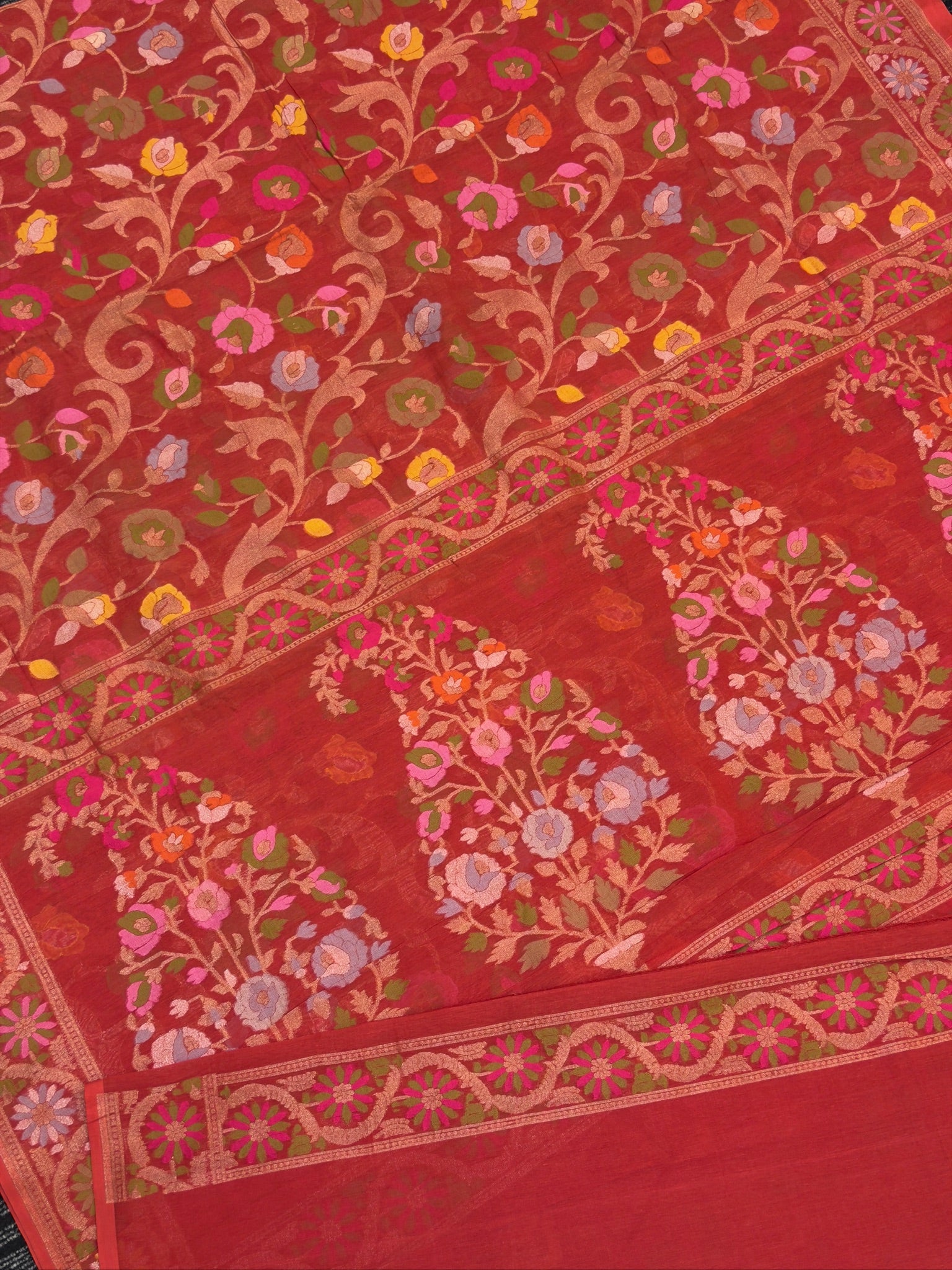 Pure Cotton Jamdani Saree | Elegant Red Design