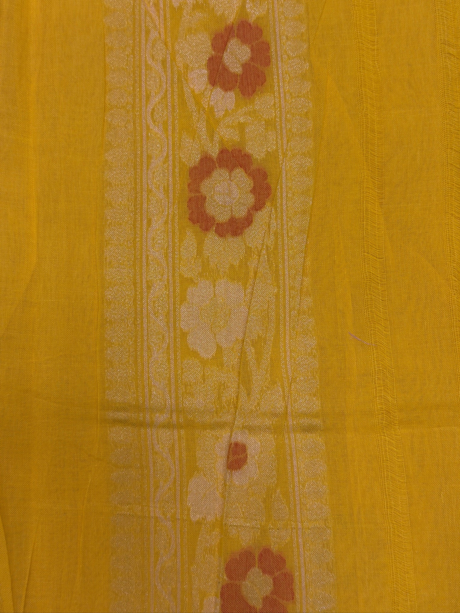 Pure Cotton Jamdani Saree | Elegant Yellow Design
