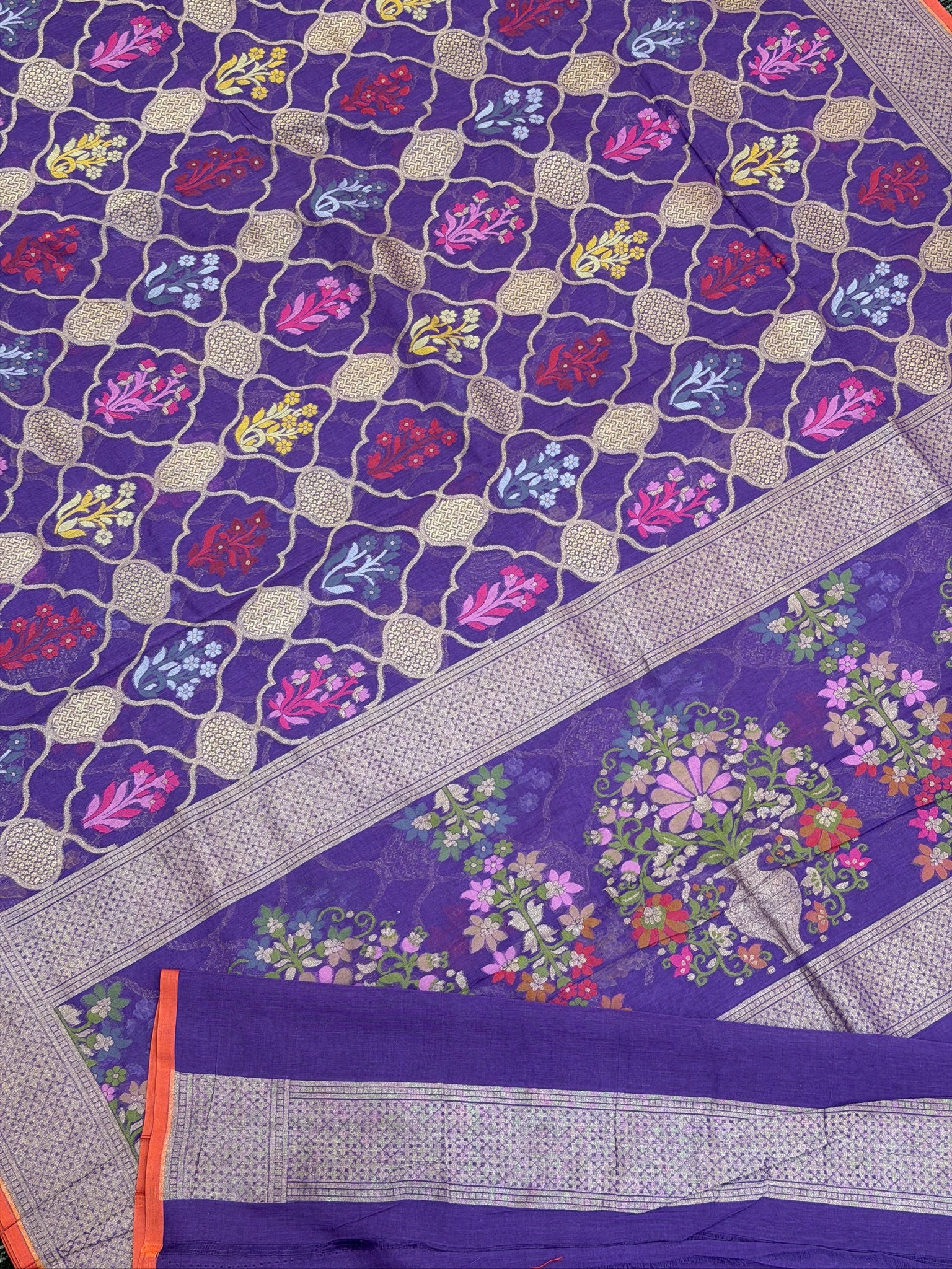 Pure Cotton Jamdani Saree | Elegant Purple Design