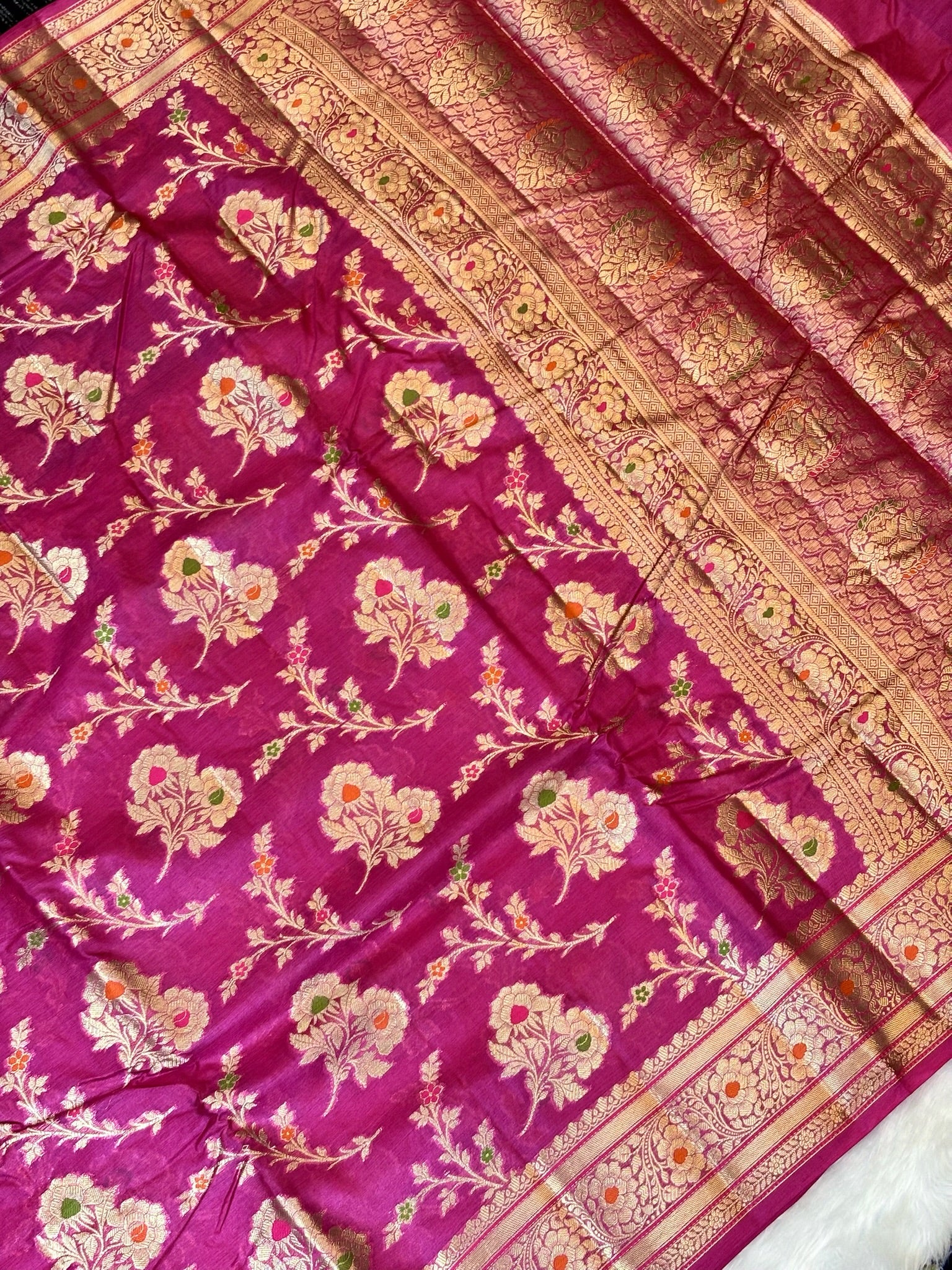 Blush Pink Pure Chiniya Silk Saree with Zari Weave Border | Elegant Festive & Wedding Wear