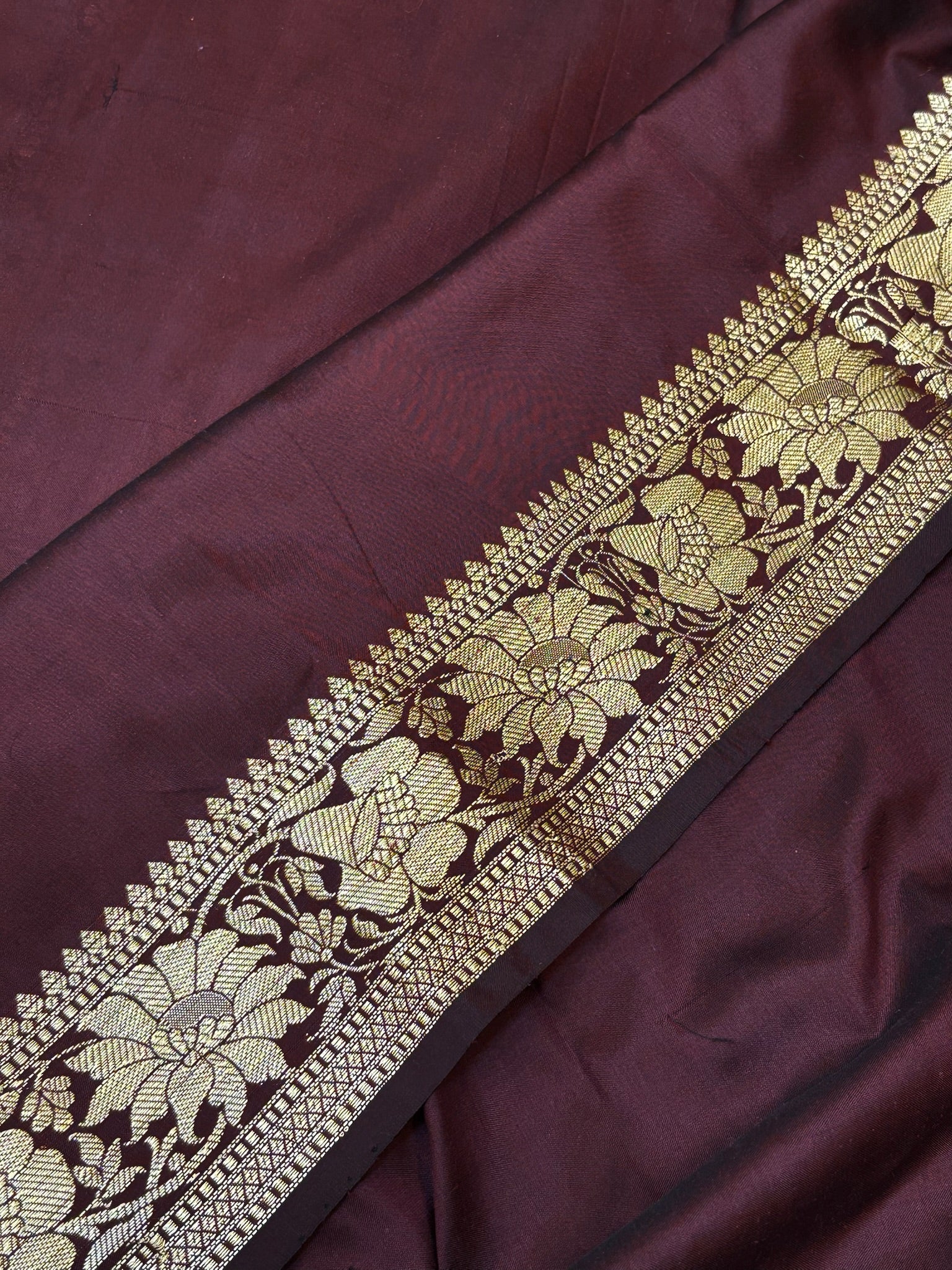 Premium Zari Buti Brown Saree with Intricate Gold Border | Elegant Ethnic Wear for Festive & Wedding
