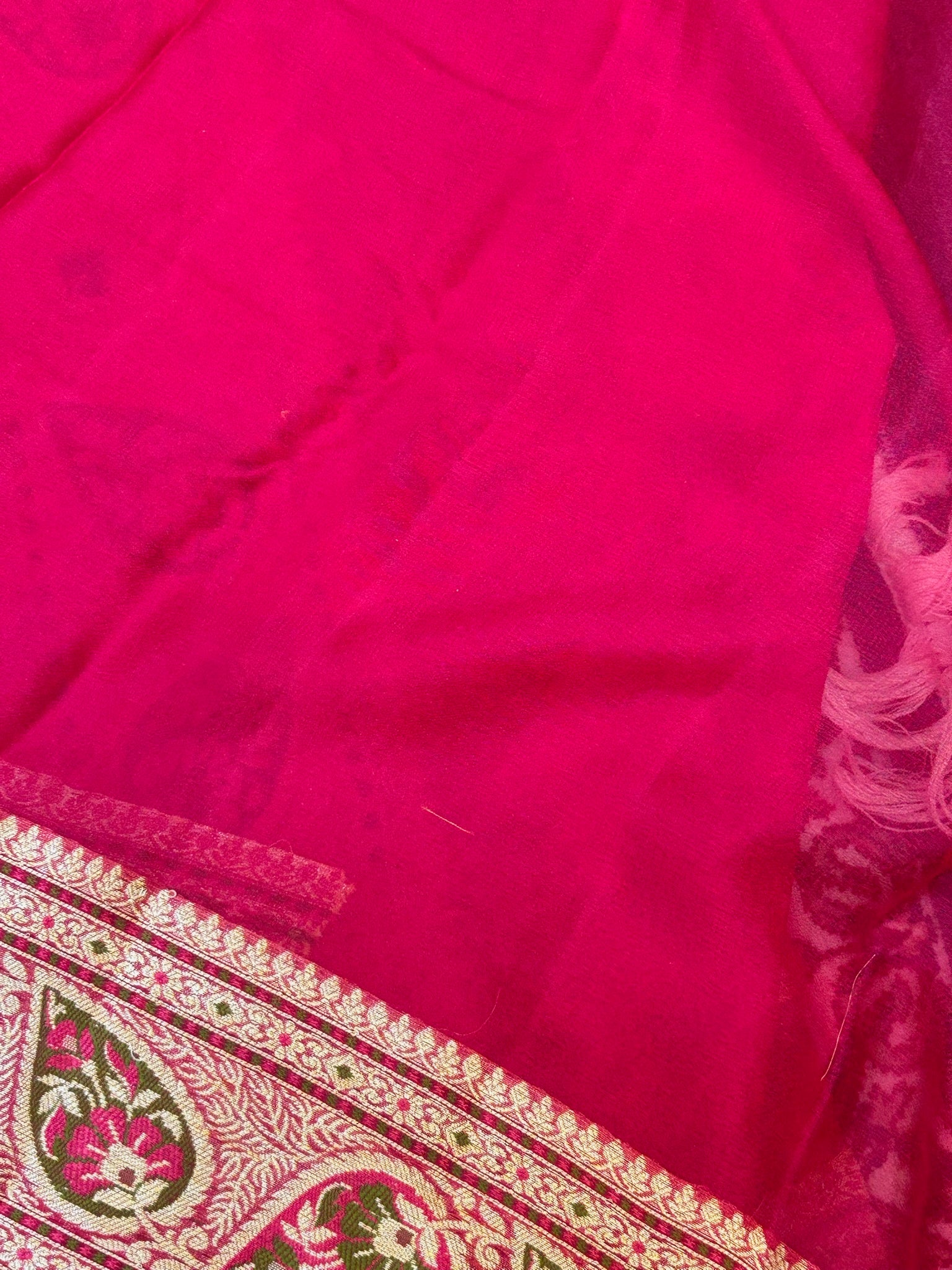 Pure Chiffon Silk Saree in Apple Red with Zari Border | Handcrafted Elegant Party Wear