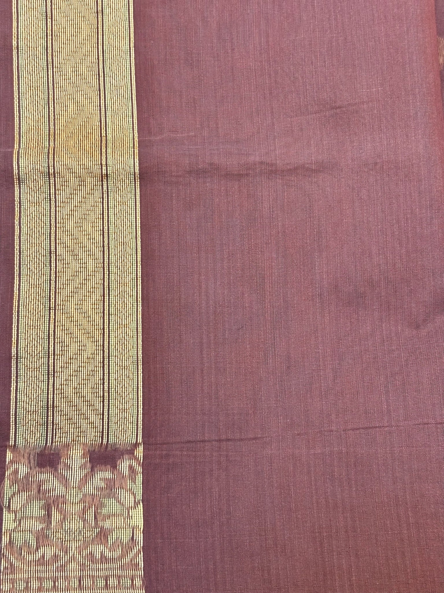 Pure Cotton Silk Saree in Muted Lavender with Floral Buti & Elegant Border