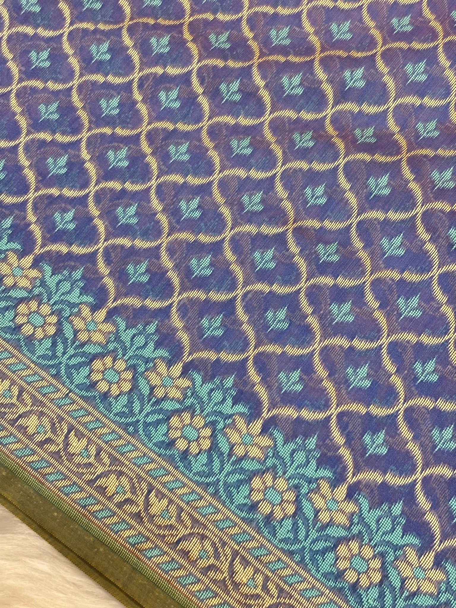 Pure Cotton Silk Saree in Soft Regal Blue Tone with Floral Buti & Elegant Border