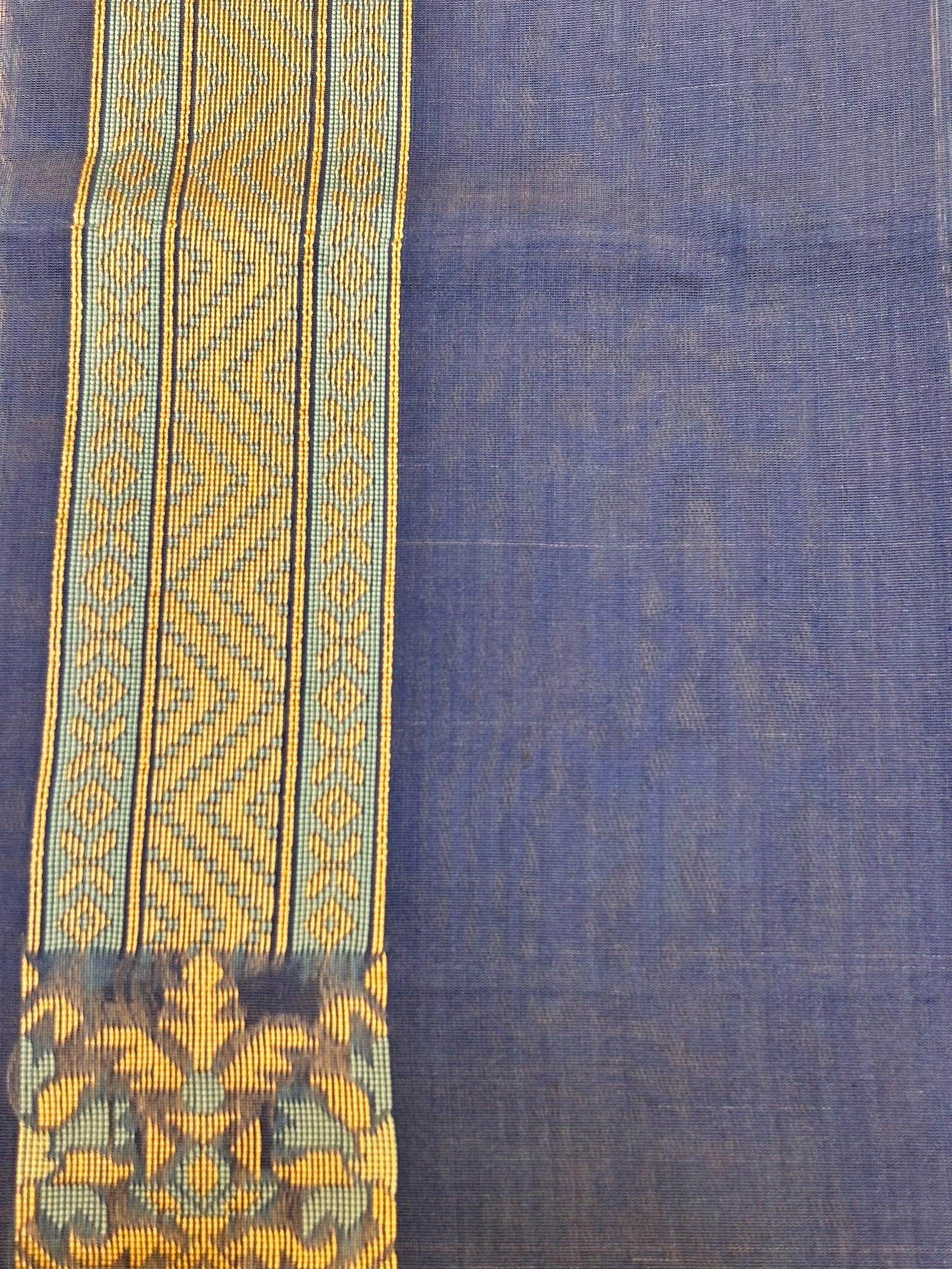 Pure Cotton Silk Saree in Soft Greyish Blue with Floral Buti & Elegant Border