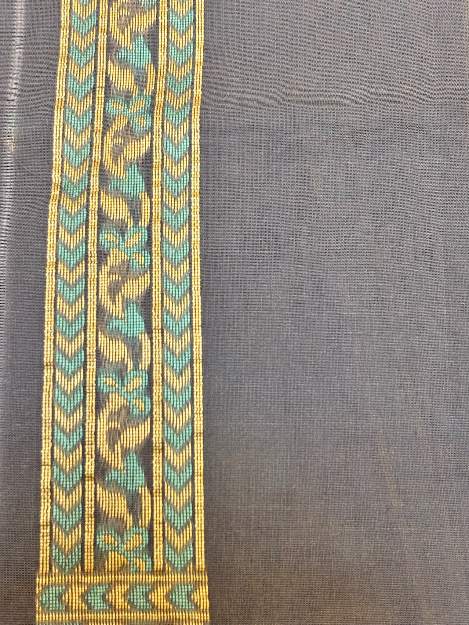Pure Cotton Silk Saree in Steel Grey with Floral Buti & Elegant Border