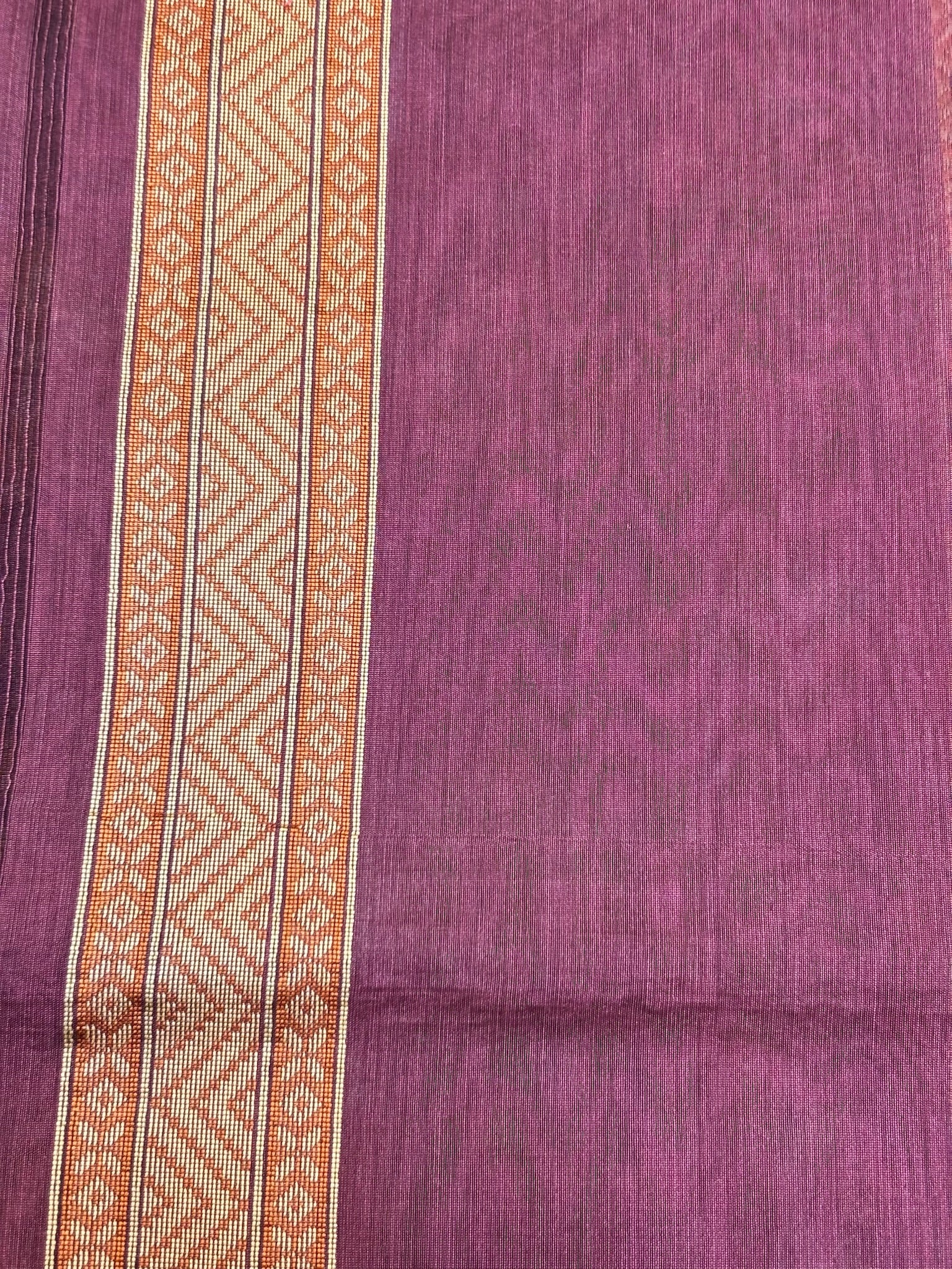 Pure Cotton Silk Saree in Plum with Floral Buti & Elegant Border
