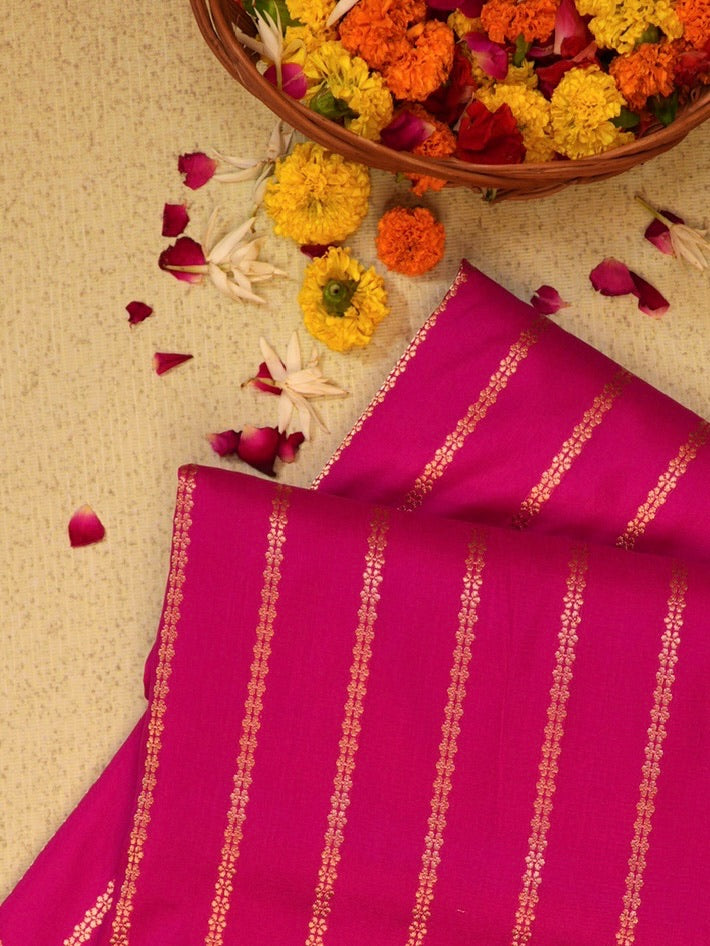 Rani Pink 100% Pure Katan Handwoven Silk Saree with Zari Work