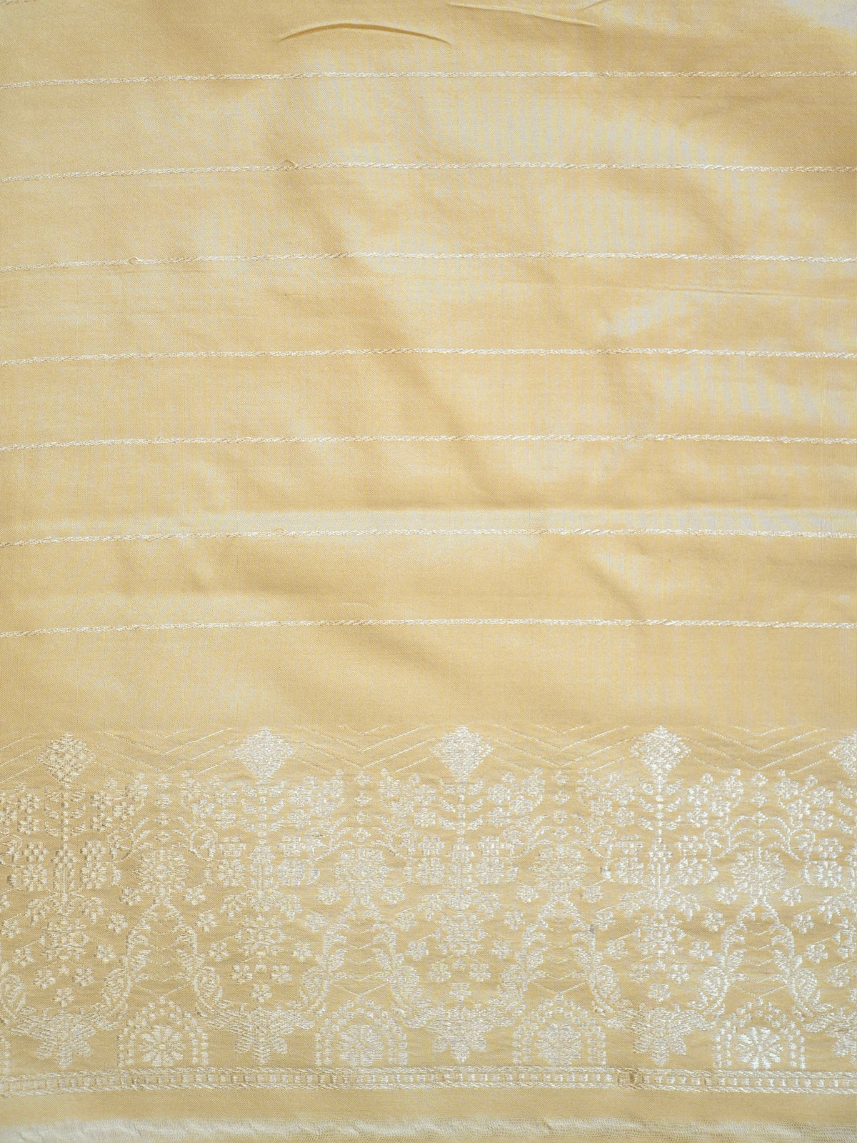 Ivory 100% Pure Ektara Handwoven Silk Saree with Zari Work