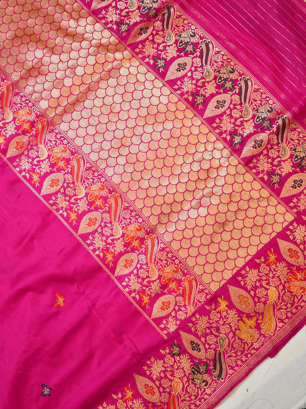Rani Pink 100% Pure Katan Handwoven Silk Saree with Zari Work