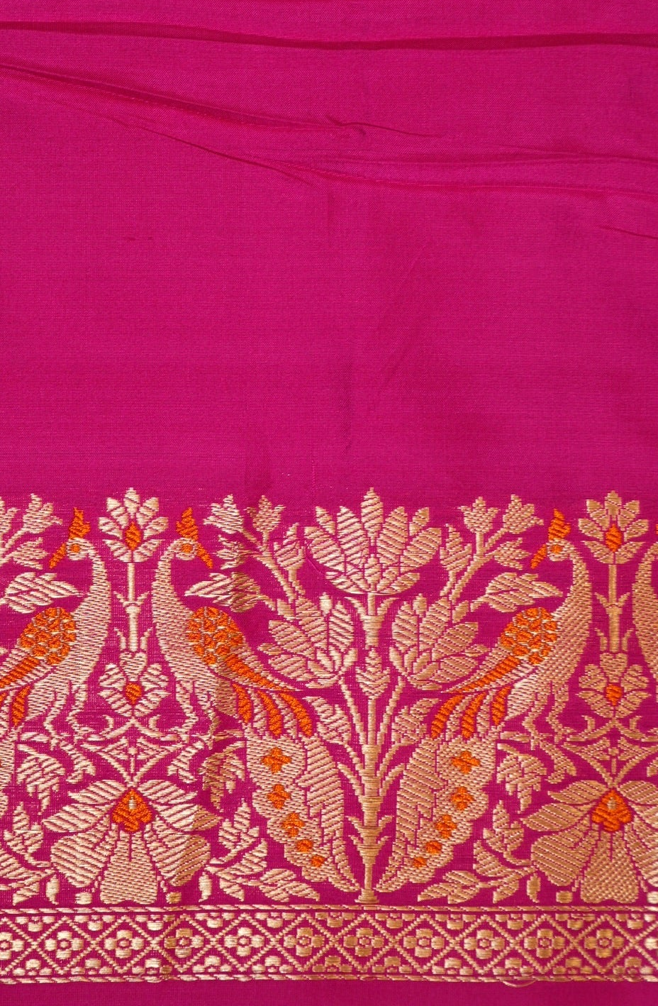 Rani Pink 100% Pure Katan Handwoven Silk Saree with Zari Work