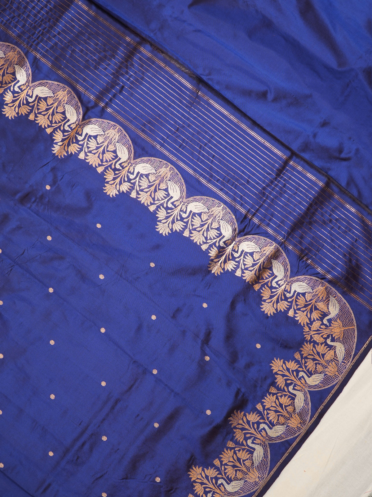 Royal Blue 100% Pure Katan Handwoven Silk Saree with Zari Work