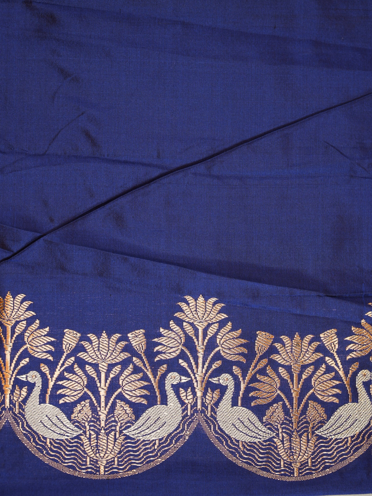 Royal Blue 100% Pure Katan Handwoven Silk Saree with Zari Work