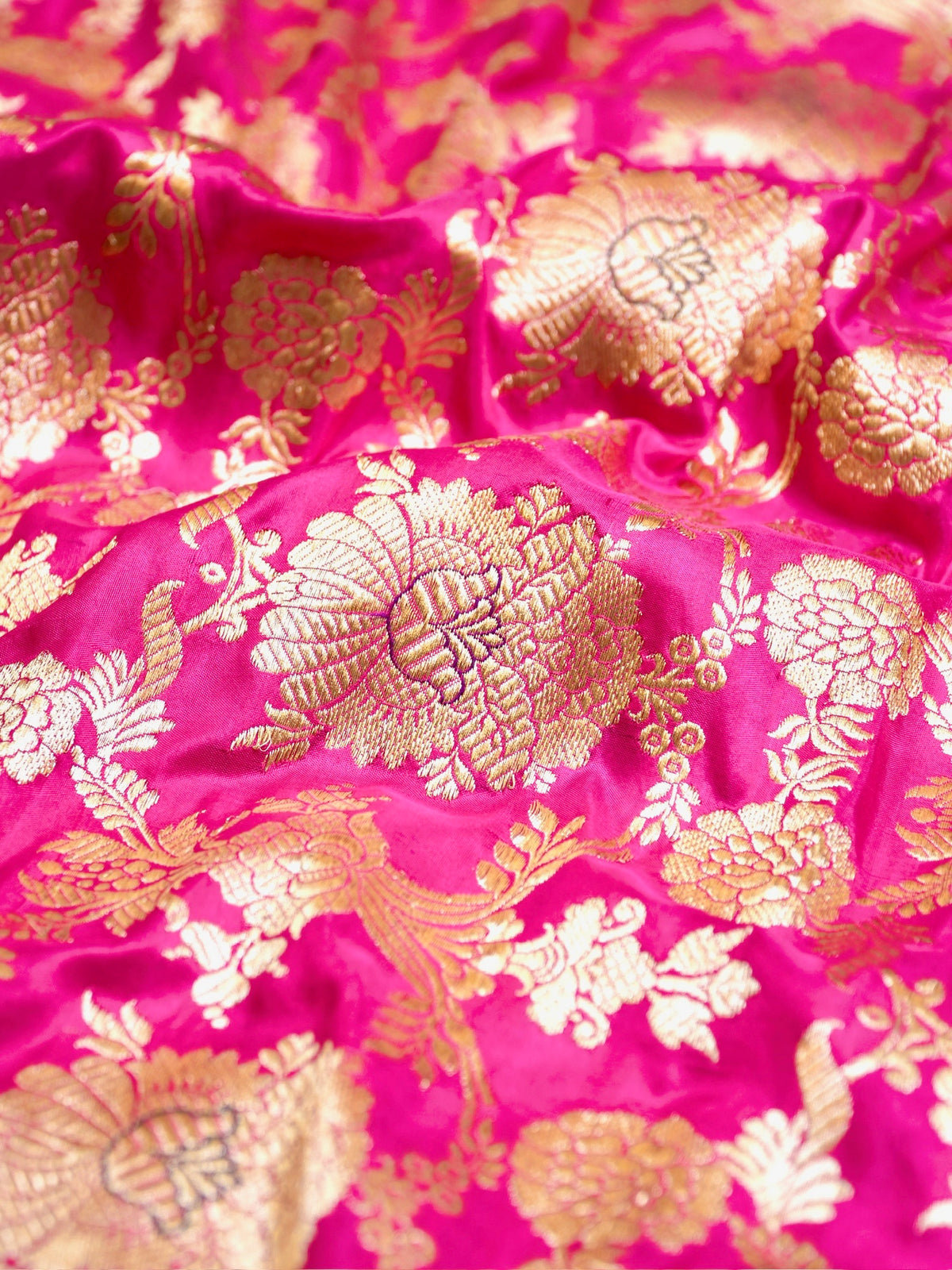 Rani Pink 100% Pure Katan Handwoven Silk Saree with Zari Work