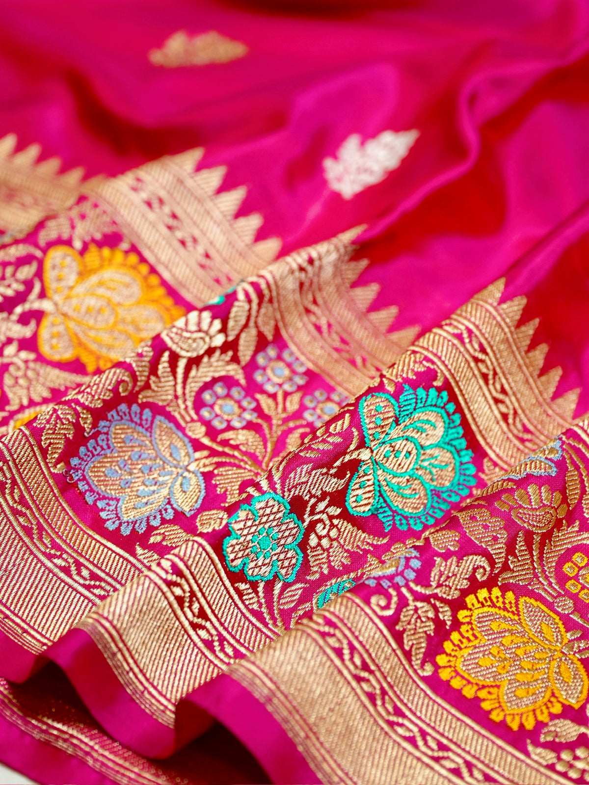 Rani Pink 100% Pure Katan Handwoven Silk Saree with Zari Work