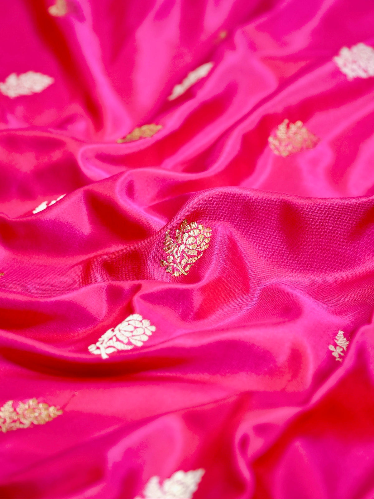 Rani Pink 100% Pure Katan Handwoven Silk Saree with Zari Work