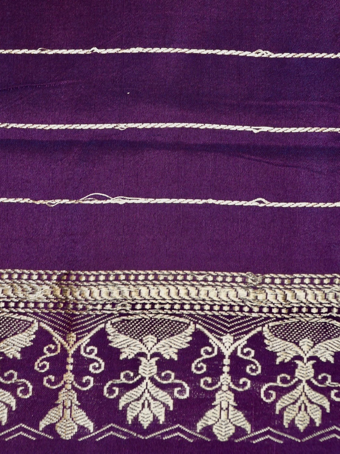 Purple 100% Pure Ektara Handwoven Silk Saree with Zari Work