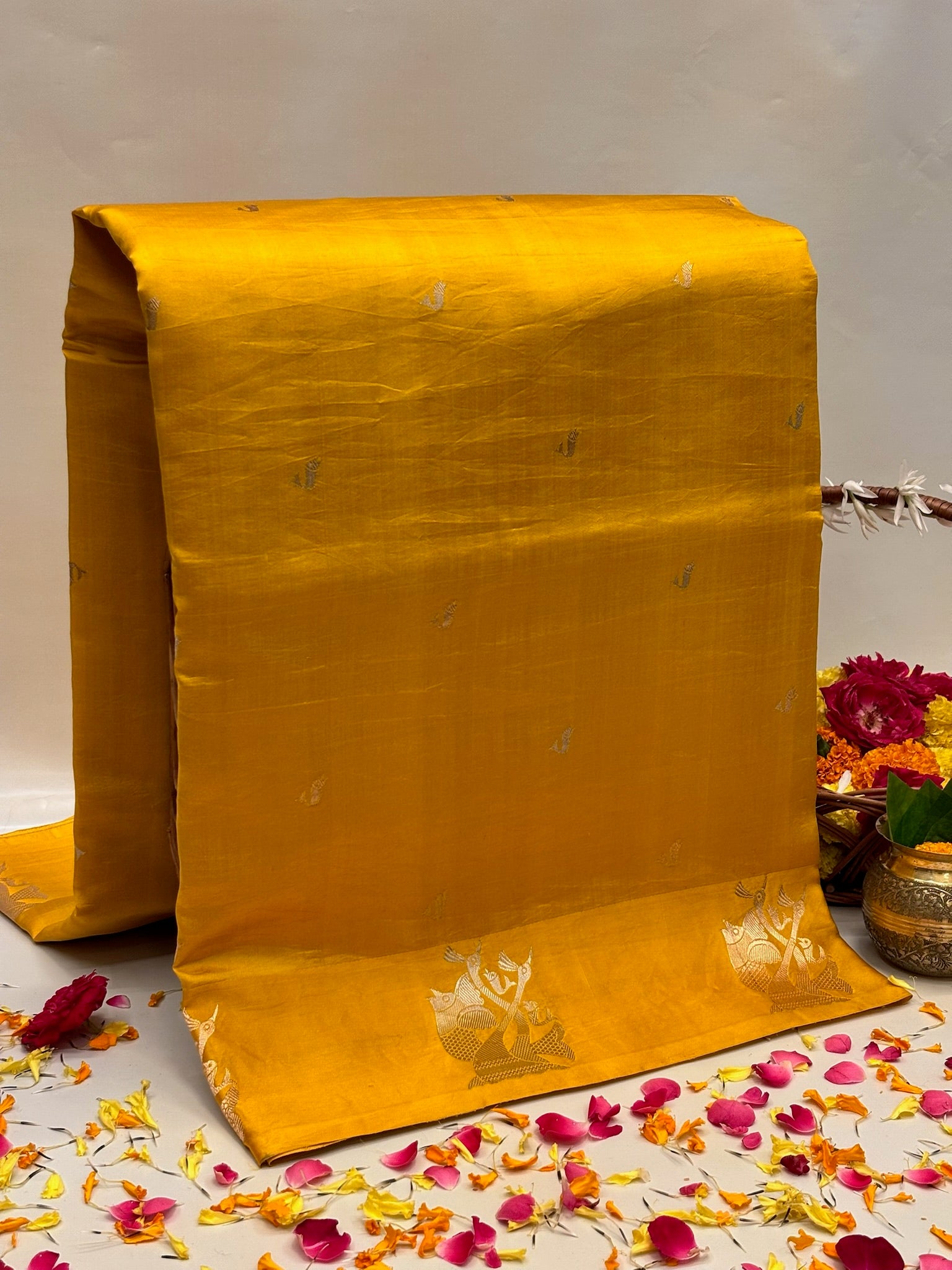 Yellow Premium Banarasi Soft Silk Saree – 100% Handwoven | Elegant & Timeless Design