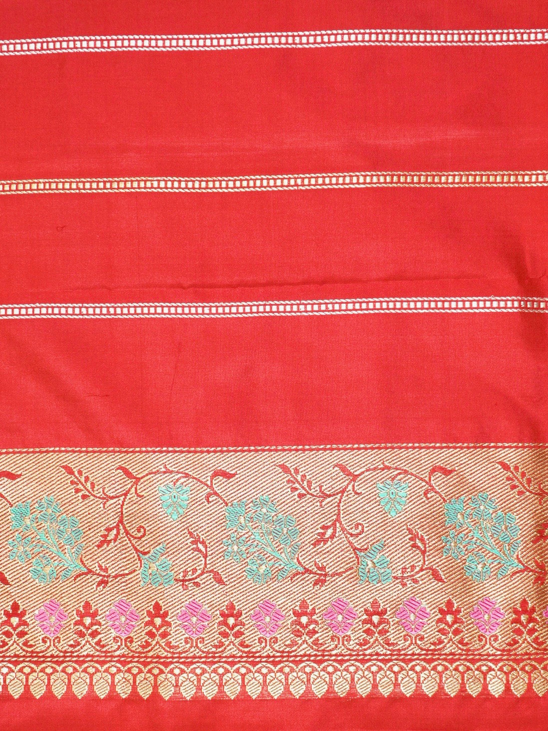Red 100% Pure Katan Handwoven Silk Saree with Zari Work