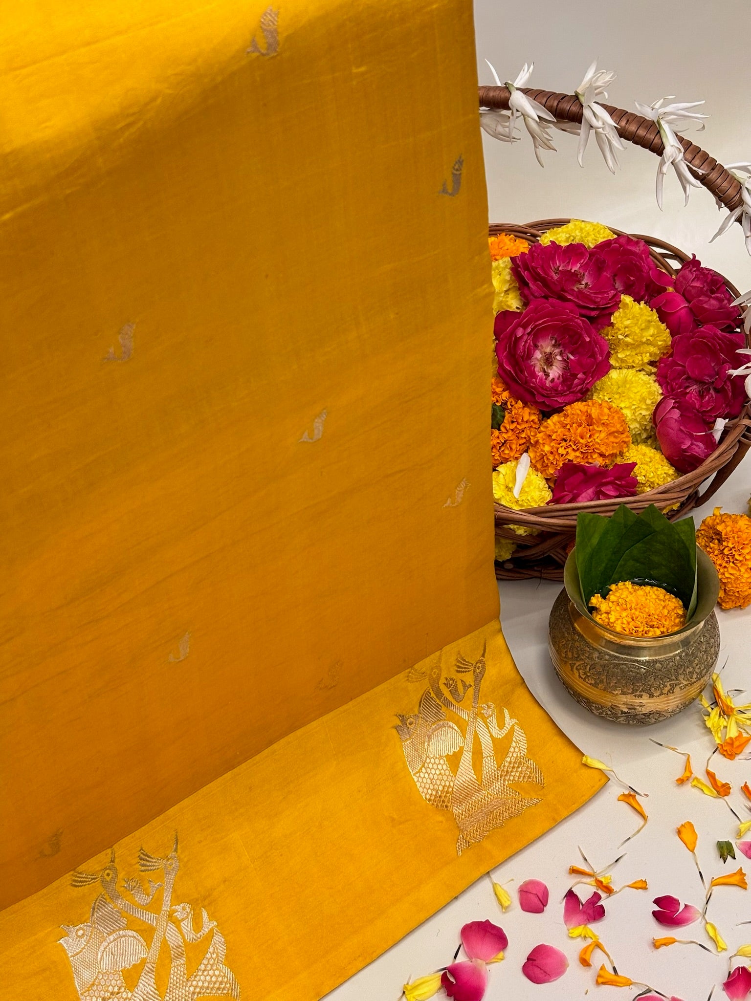 Yellow Premium Banarasi Soft Silk Saree – 100% Handwoven | Elegant & Timeless Design