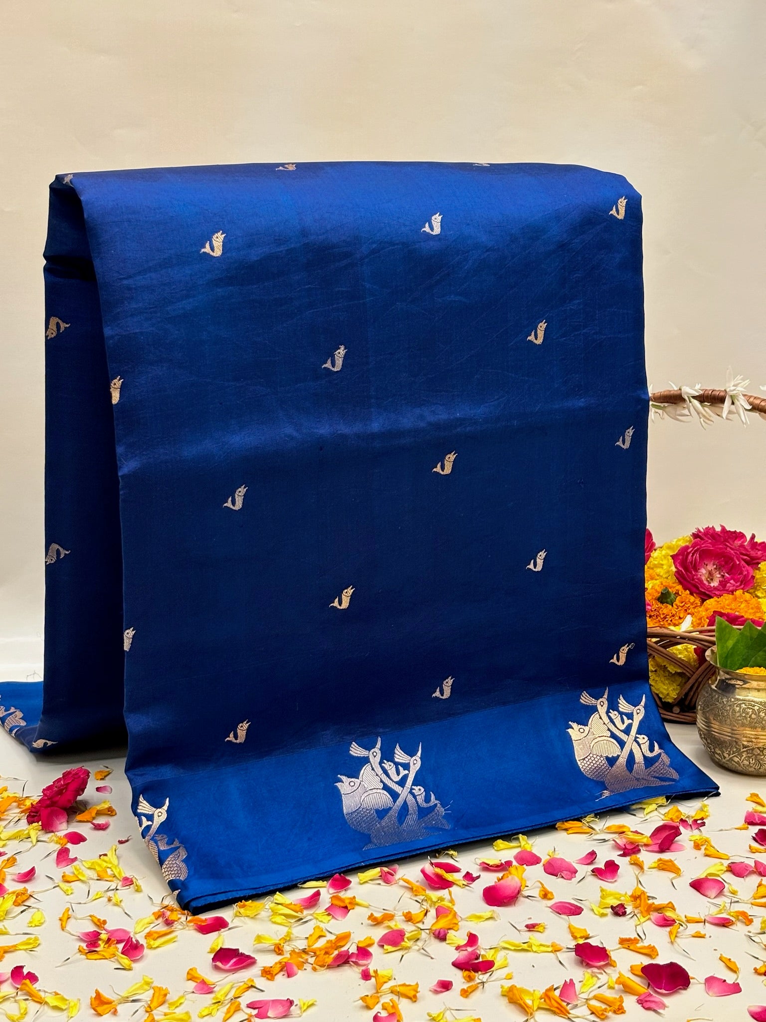Royal Blue Premium Banarasi Soft Silk Saree – 100% Handwoven | Elegant & Timeless Design