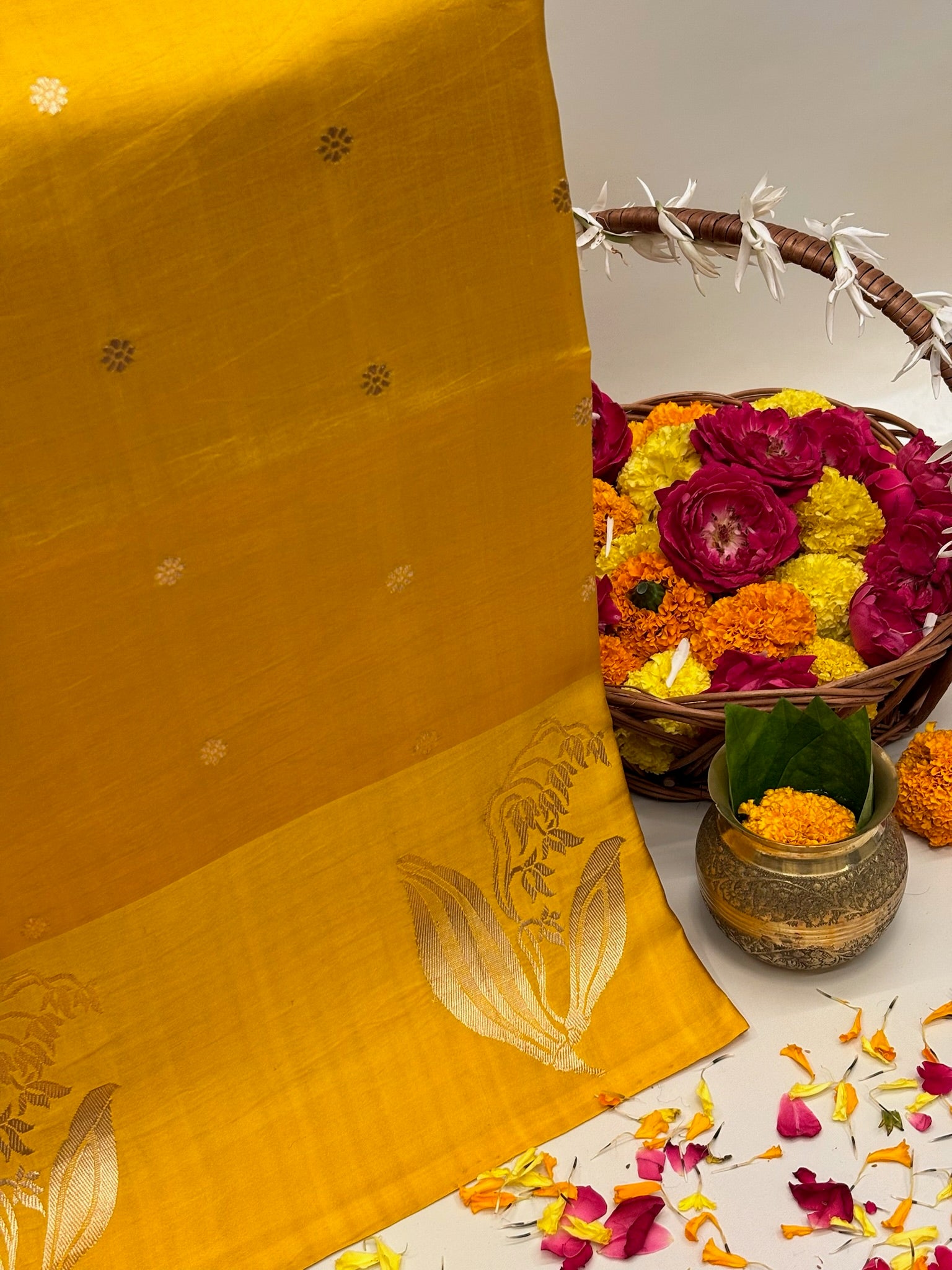 Yellow Premium Banarasi Soft Silk Saree – 100% Handwoven | Elegant & Timeless Design