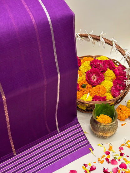 Lavender Premium Banarasi Kora Organza Silk Saree – 100% Handwoven | Elegant & Timeless Design