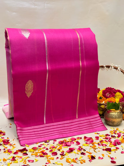 Pink Premium Banarasi Kora Organza Silk Saree – 100% Handwoven | Elegant & Timeless Design