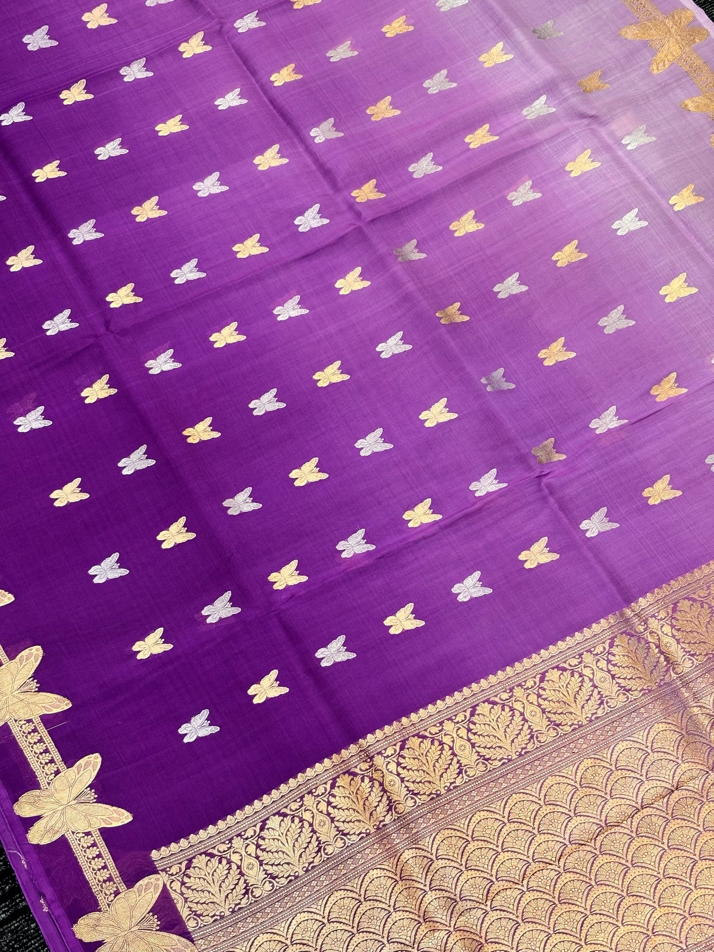 Lavender Premium Banarasi Kora Organza Silk Saree – 100% Handwoven | Elegant & Timeless Design