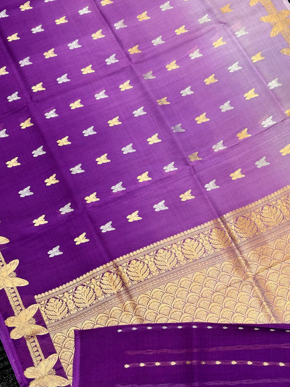 Lavender Premium Banarasi Kora Organza Silk Saree – 100% Handwoven | Elegant & Timeless Design