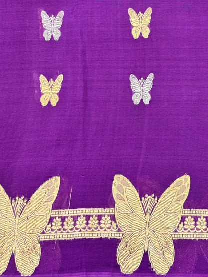 Lavender Premium Banarasi Kora Organza Silk Saree – 100% Handwoven | Elegant & Timeless Design