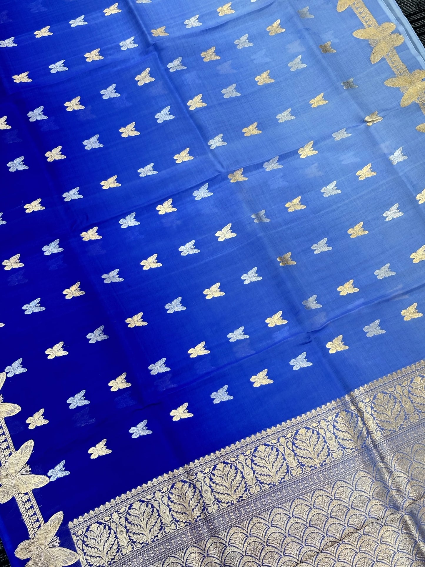 Royal Blue Premium Banarasi Kora Organza Silk Saree – 100% Handwoven | Elegant & Timeless Design