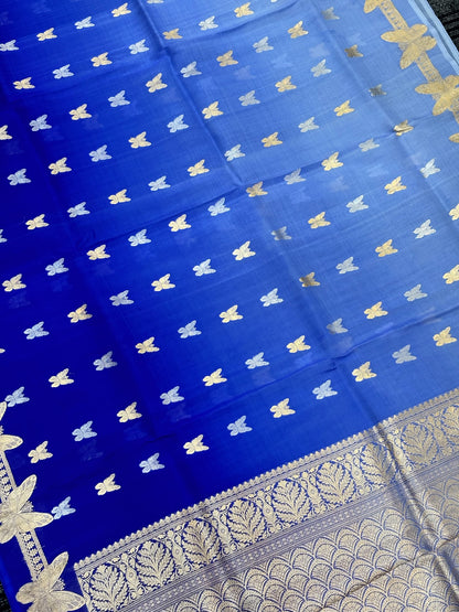 Royal Blue Premium Banarasi Kora Organza Silk Saree – 100% Handwoven | Elegant & Timeless Design